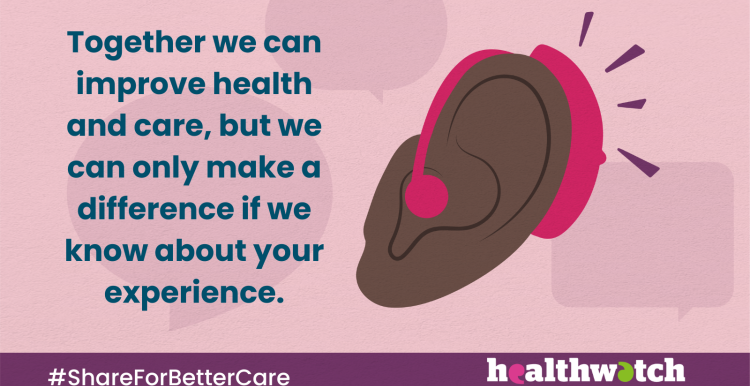 picture of an ear on a pink background.  #ShareForBetterCare