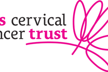 Image of a pink flower wording is Jo's cervical cancer trust