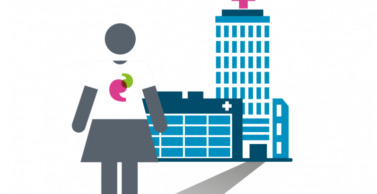 Woman outside hospital