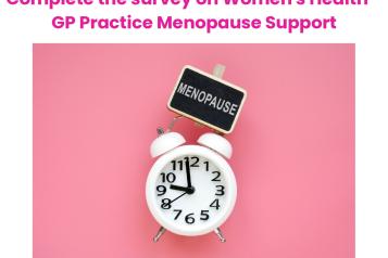 Menopause image with a clock for the GP survey
