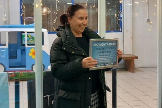 Michelle receiving her award