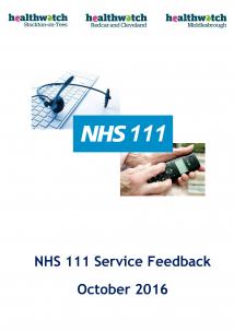 NHS 111 Service Feedback Report front cover NHS 111 Service Feedback Report front cover